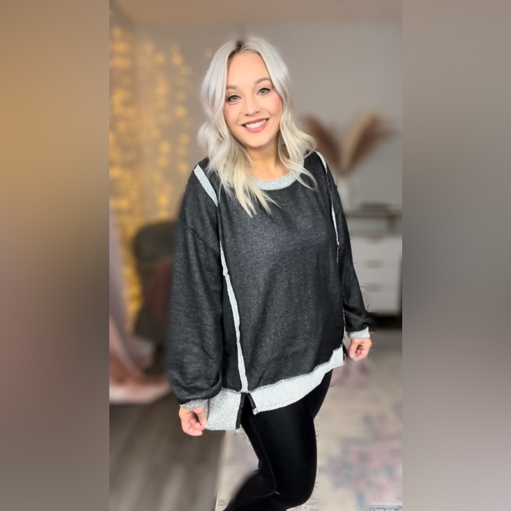 Black and gray reverse contrast sweatshirt
